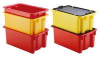 Drehstapelbehälter sind ineinander und aufeinander stapelbare Stapelboxen. Auch als Eurobox im Euro-Maß.